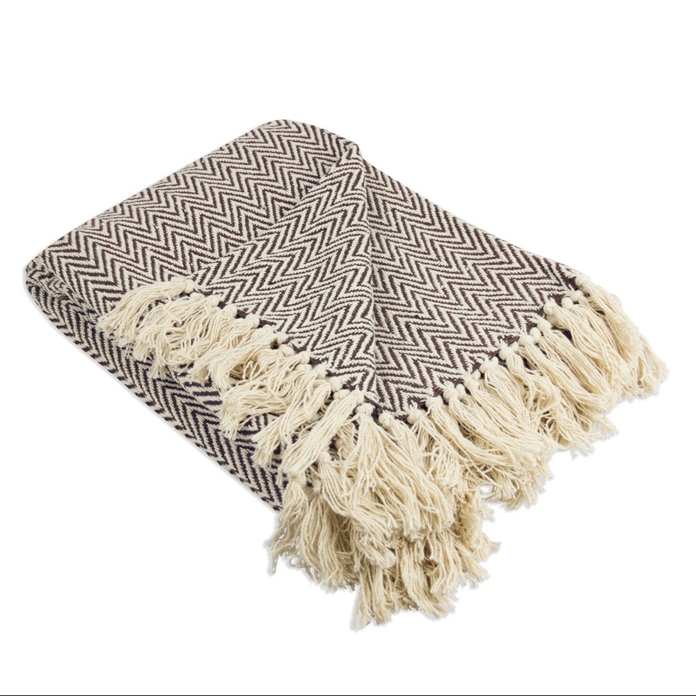 Cotton Brown Chevron Throw Blanket